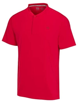 Collarless Golf Shirts for Men - Quick Dry Short Sleeve T-Shirt with 4-Way Stretch Fabric & UPF 30