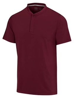 Collarless Golf Shirts for Men - Quick Dry Short Sleeve T-Shirt with 4-Way Stretch Fabric & UPF 30