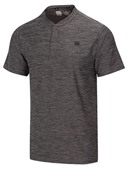 Collarless Golf Shirts for Men - Quick Dry Short Sleeve T-Shirt with 4-Way Stretch Fabric & UPF 30