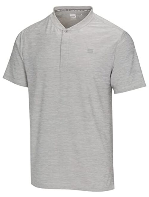 Three Sixty Six Collarless Golf Shirts for Men - Quick Dry Short Sleeve T-Shirt with 4-Way Stretch Fabric & UPF 30