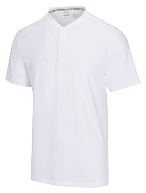 Three Sixty Six Collarless Golf Shirts for Men - Quick Dry Short Sleeve T-Shirt with 4-Way Stretch Fabric & UPF 30