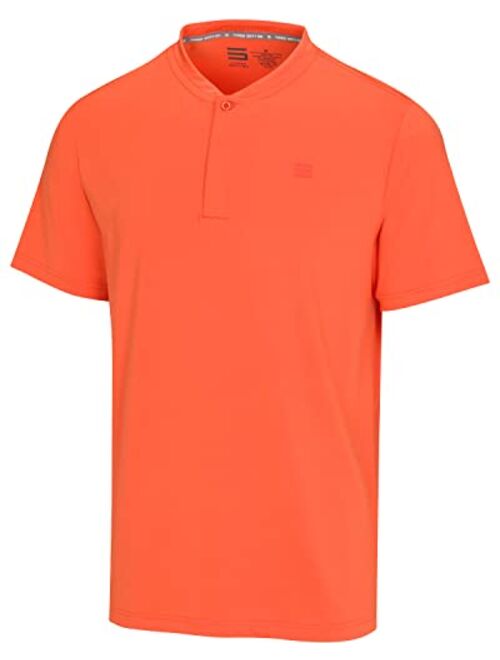 Three Sixty Six Collarless Golf Shirts for Men - Quick Dry Short Sleeve T-Shirt with 4-Way Stretch Fabric & UPF 30