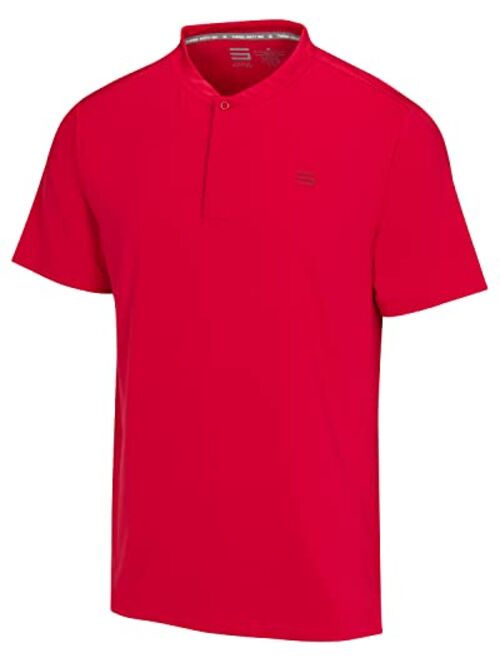 Three Sixty Six Collarless Golf Shirts for Men - Quick Dry Short Sleeve T-Shirt with 4-Way Stretch Fabric & UPF 30