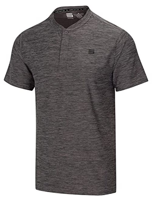 Three Sixty Six Collarless Golf Shirts for Men - Quick Dry Short Sleeve T-Shirt with 4-Way Stretch Fabric & UPF 30