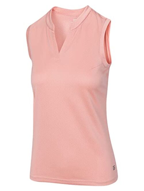 Three Sixty Six Womens Quick Dry Polo Shirt - Sleeveless and Collarless Golf Shirts w/ 4-Way Stretch Fabric and UV Protection