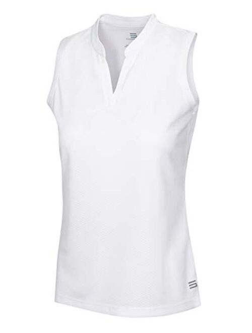 Three Sixty Six Womens Quick Dry Polo Shirt - Sleeveless and Collarless Golf Shirts w/ 4-Way Stretch Fabric and UV Protection