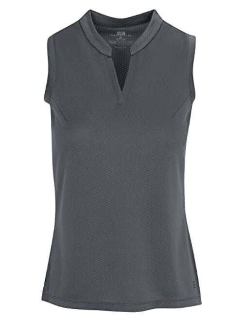 Three Sixty Six Womens Quick Dry Polo Shirt - Sleeveless and Collarless Golf Shirts w/ 4-Way Stretch Fabric and UV Protection