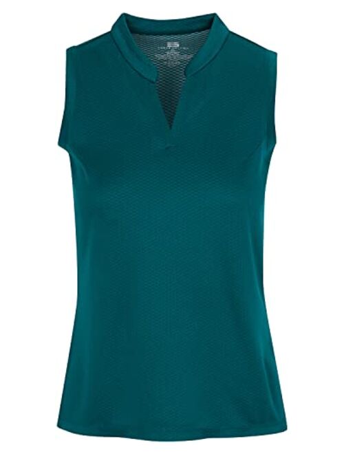 Three Sixty Six Womens Quick Dry Polo Shirt - Sleeveless and Collarless Golf Shirts w/ 4-Way Stretch Fabric and UV Protection