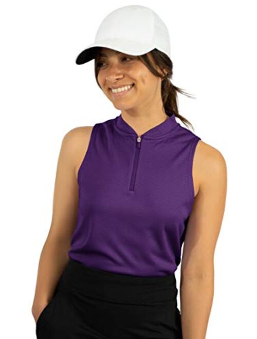 Three Sixty Six Womens Quick Dry Polo Shirt - Sleeveless and Collarless Golf Shirts w/ 4-Way Stretch Fabric and UV Protection