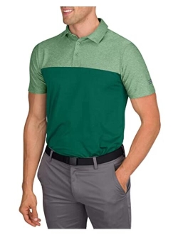 Mens Modern Two Toned Colorblock Golf Polo - Dry Fit 4-Way Stretch Fabric. Moisture Wicking, Anti-Odor Technology, UPF 50