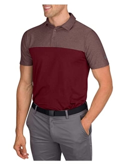 Mens Modern Two Toned Colorblock Golf Polo - Dry Fit 4-Way Stretch Fabric. Moisture Wicking, Anti-Odor Technology, UPF 50