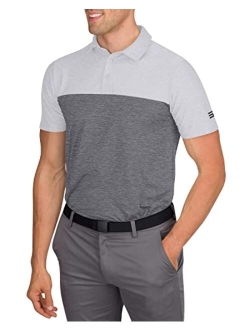 Mens Modern Two Toned Colorblock Golf Polo - Dry Fit 4-Way Stretch Fabric. Moisture Wicking, Anti-Odor Technology, UPF 50