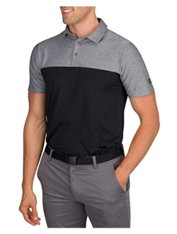 Mens Modern Two Toned Colorblock Golf Polo - Dry Fit 4-Way Stretch Fabric. Moisture Wicking, Anti-Odor Technology, UPF 50