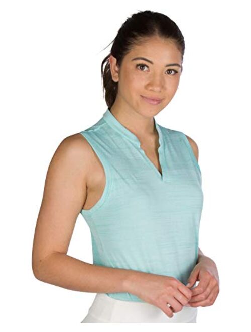 Three Sixty Six Womens Sleeveless Collarless Golf Polo Shirt - Dry Fit, Breathable, Compression Golf Tops