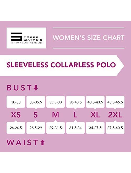 Three Sixty Six Womens Sleeveless Collarless Golf Polo Shirt - Dry Fit, Breathable, Compression Golf Tops