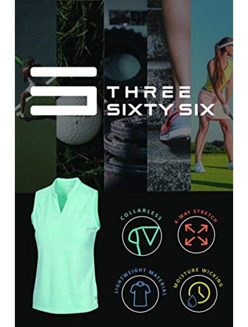 Three Sixty Six Womens Sleeveless Collarless Golf Polo Shirt - Dry Fit, Breathable, Compression Golf Tops