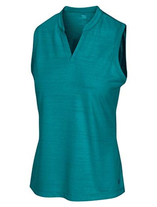 Three Sixty Six Womens Sleeveless Collarless Golf Polo Shirt - Dry Fit, Breathable, Compression Golf Tops