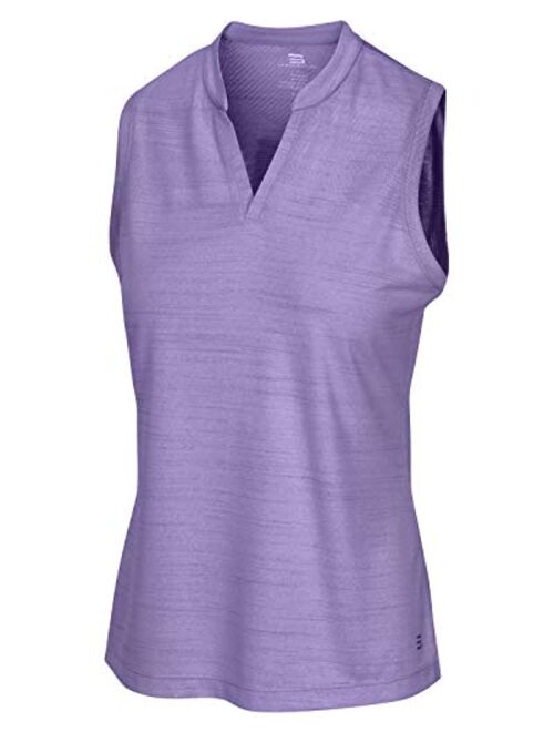 Three Sixty Six Womens Sleeveless Collarless Golf Polo Shirt - Dry Fit, Breathable, Compression Golf Tops