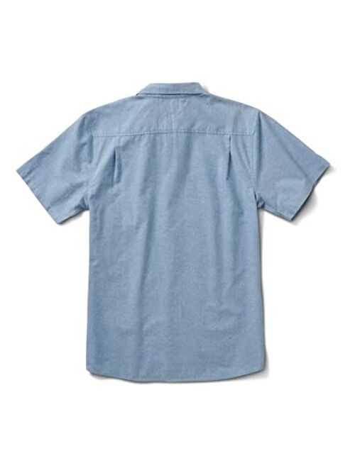 Roark Mens Well Worn Short Sleeve Button Up, Organic Cotton & Recycled Polyster