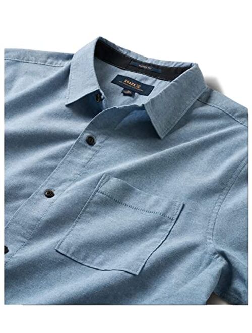 Roark Mens Well Worn Short Sleeve Button Up, Organic Cotton & Recycled Polyster