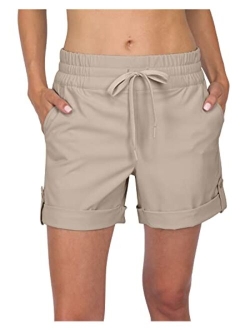 Womens Golf Shorts - 5 Inseam, Quick Dry Active Shorts w/Pockets, Adjustable Drawstring & Stretchy Waistband