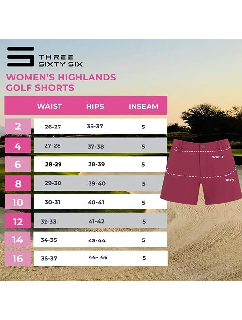 Three Sixty Six Womens Golf Shorts - 5 Inseam, Quick Dry Active Shorts w/Pockets, Adjustable Drawstring & Stretchy Waistband