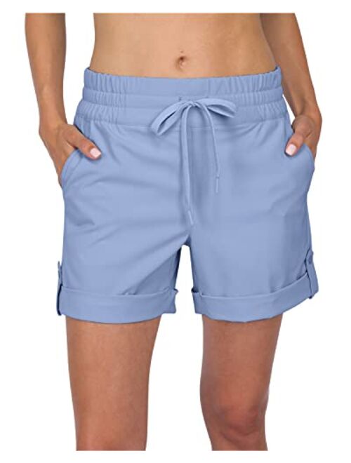 Three Sixty Six Womens Golf Shorts - 5 Inseam, Quick Dry Active Shorts w/Pockets, Adjustable Drawstring & Stretchy Waistband