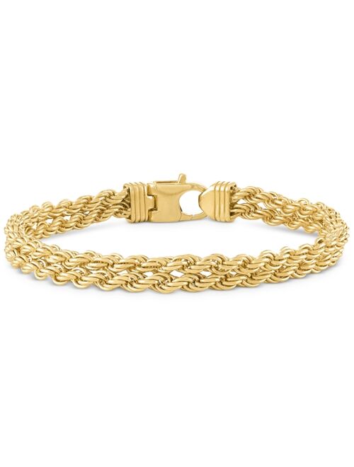 ESQUIRE MEN'S JEWELRY Double Rope Chain Link Bracelet in 14k Gold-Plated Sterling Silver, Created for Macy's