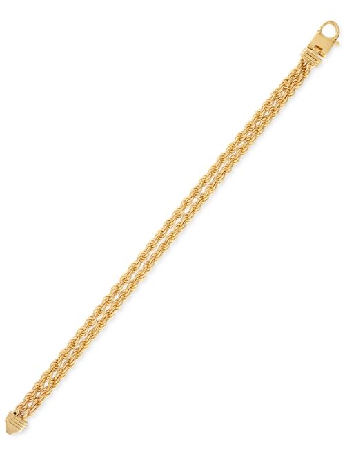 ESQUIRE MEN'S JEWELRY Double Rope Chain Link Bracelet in 14k Gold-Plated Sterling Silver, Created for Macy's