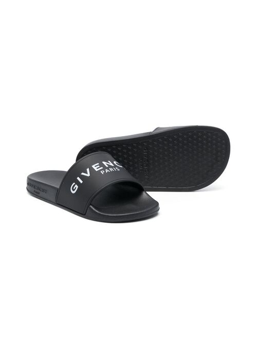 Givenchy Kids logo-print open toe slides