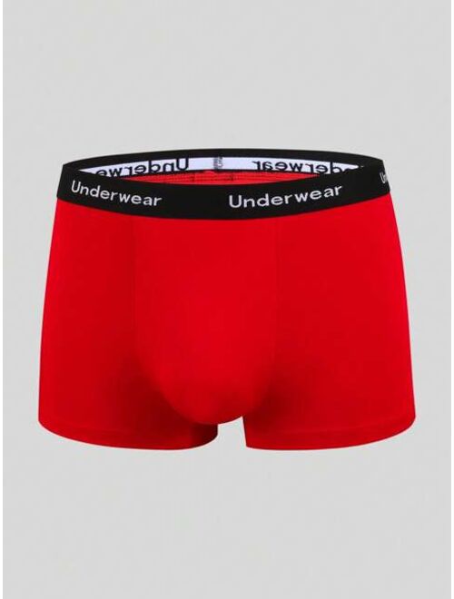 Men 5pcs Letter Tape Waist Boxer Brief