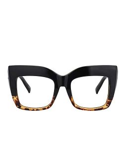 Zeelool Vintage Oversized Thick Cat Eye Glasses for Women with Non-prescription Clear Lens FP0668