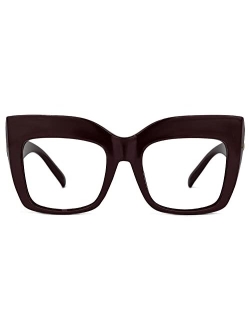 Zeelool Vintage Oversized Thick Cat Eye Glasses for Women with Non-prescription Clear Lens FP0668