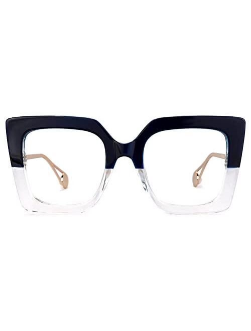 Zeelool Chic Oversized Thick Square Blue Light Blocking Glasses for Women 100% UV400 Protection Eyewear Qatar ZOP01892