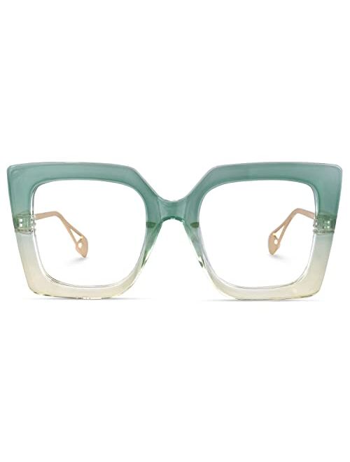 Zeelool Chic Oversized Thick Square Blue Light Blocking Glasses for Women 100% UV400 Protection Eyewear Qatar ZOP01892