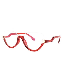 Zeelool Stylish Semi-rimless Cat Eye Glasses Frame for Women with Non-prescription Clear Lens Felicia VHP0189