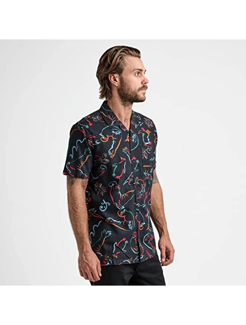 Roark Mens Gonzo De Palmas Button Down T-Shirt, Straight Bottom Camp Shirt, Chest Pocket