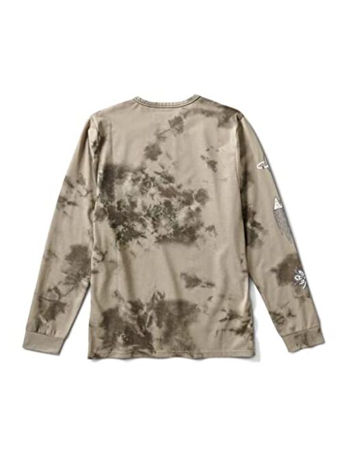 Roark Run Amok Mathis Tie Dye Long Sleeve T-Shirt, Moisture Wicking, Fast Drying, Workout Tee for Men, Light Army