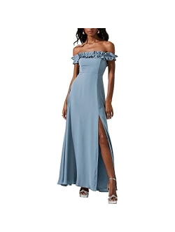 Womens Venetia Off-The-Shoulder Long Maxi Dress