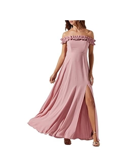 Womens Venetia Off-The-Shoulder Long Maxi Dress