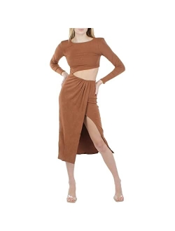 Womens Knit Asymmetric Wrap Dress