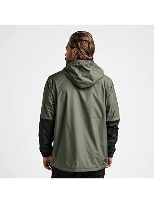 ROARK Men's Cascade Rain Shell Jacket, Waterproof Coat with Hood, Dark Military