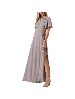 Katrina Women's Cut Out Flutter Sleeve Maxi Dress