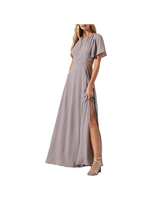 ASTR the label Katrina Women's Cut Out Flutter Sleeve Maxi Dress