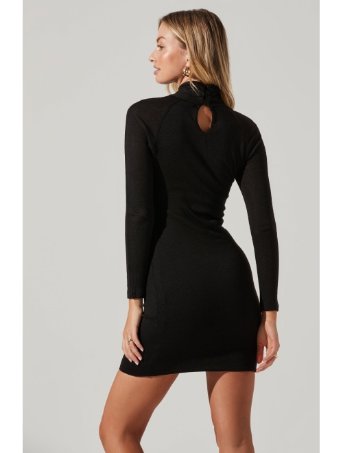 ASTR the label Women's Long Sleeve Twist Front Cut Out Mini Dress