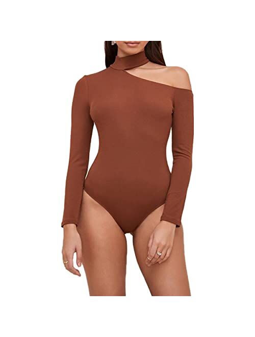 ASTR The Label Brenda Cut Out Mock Neck Long Sleeve Thong Bodysuit