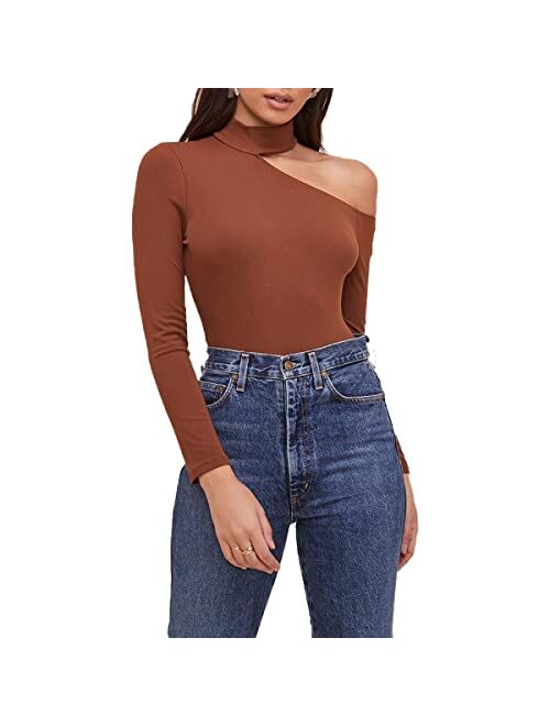 ASTR The Label Brenda Cut Out Mock Neck Long Sleeve Thong Bodysuit