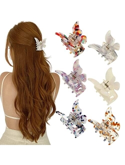 Haimeikang 6 PCS Butterfly Hair Claw Clips - Non-slip Hair Jaw Clips Medium Butterfly Hair Clips Strong Hold Claw Clips for Women Girls Thick Thin Hair