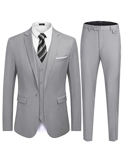 Men's 3 Piece Slim Fit Suit Set One Button Jacket Blazer Vest Pants Set Wedding Formal Prom Tuxedo Suits