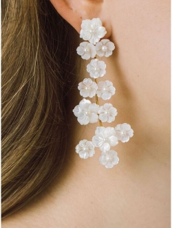 Oliviana flower-design drop earrings
